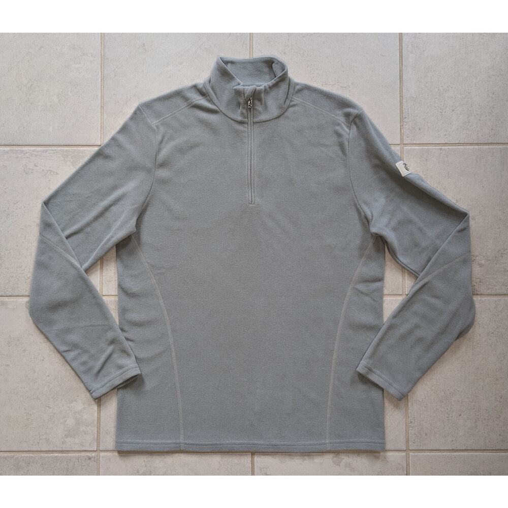 Bogner Women's Large Fleece Mock Neck 1/4 Zip Up Long Sleeve Pullover Top Gray